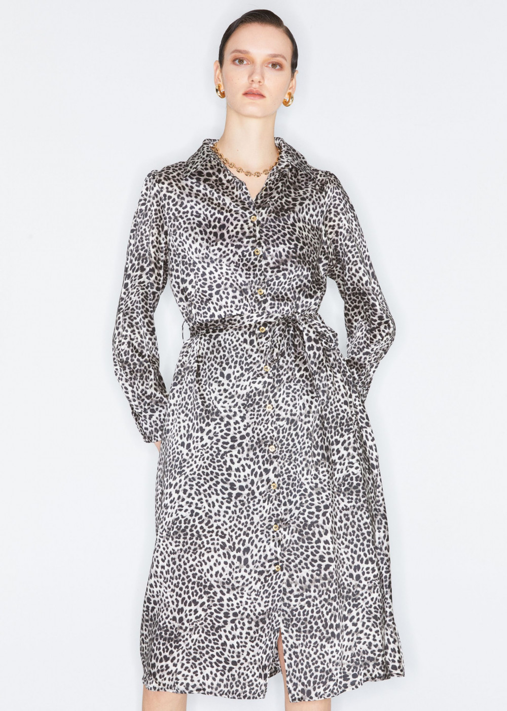 Satin Effect Animal Print Dress Satin Effect Animal Print Dress