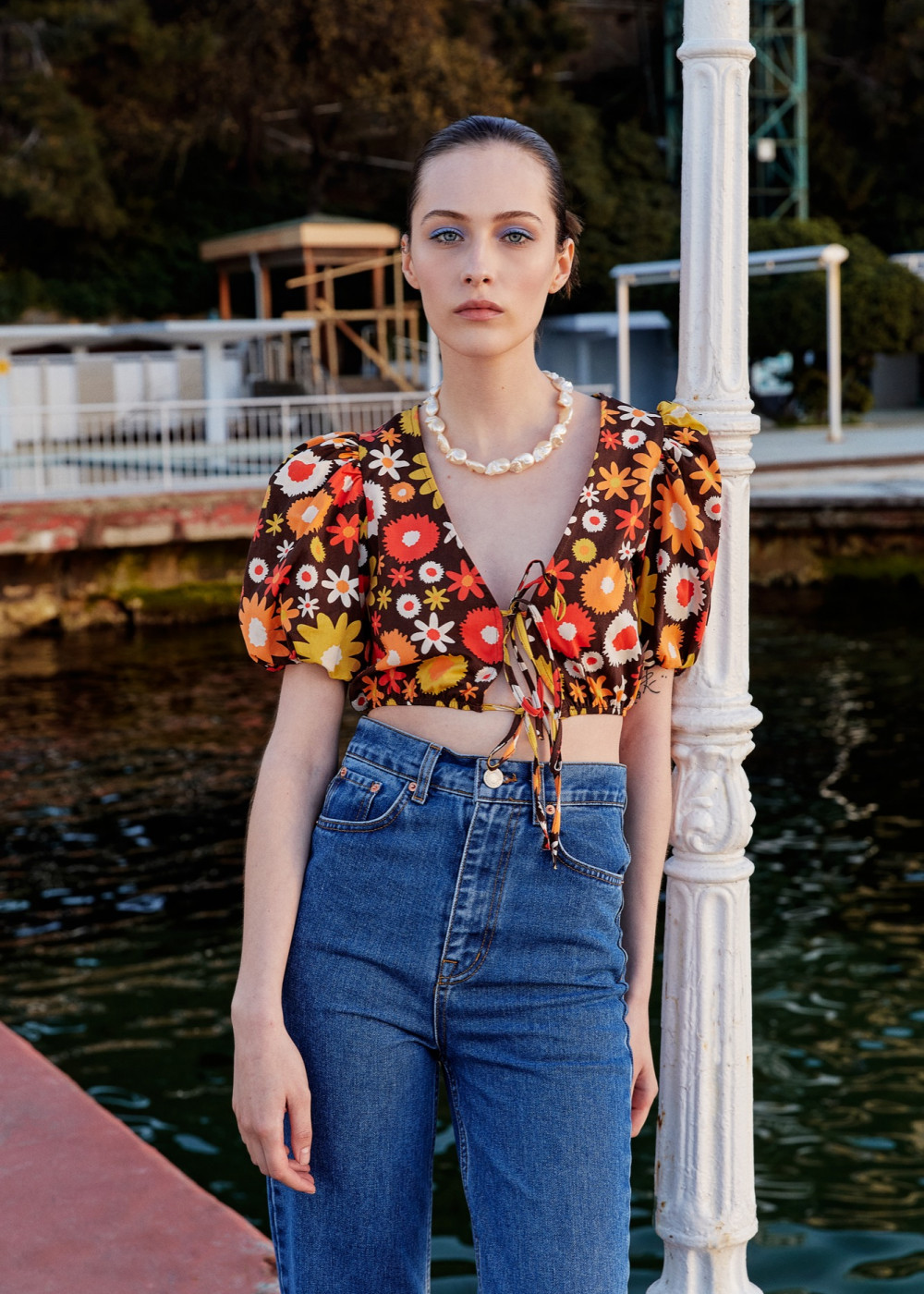 Çiçek Desenli Crop Top