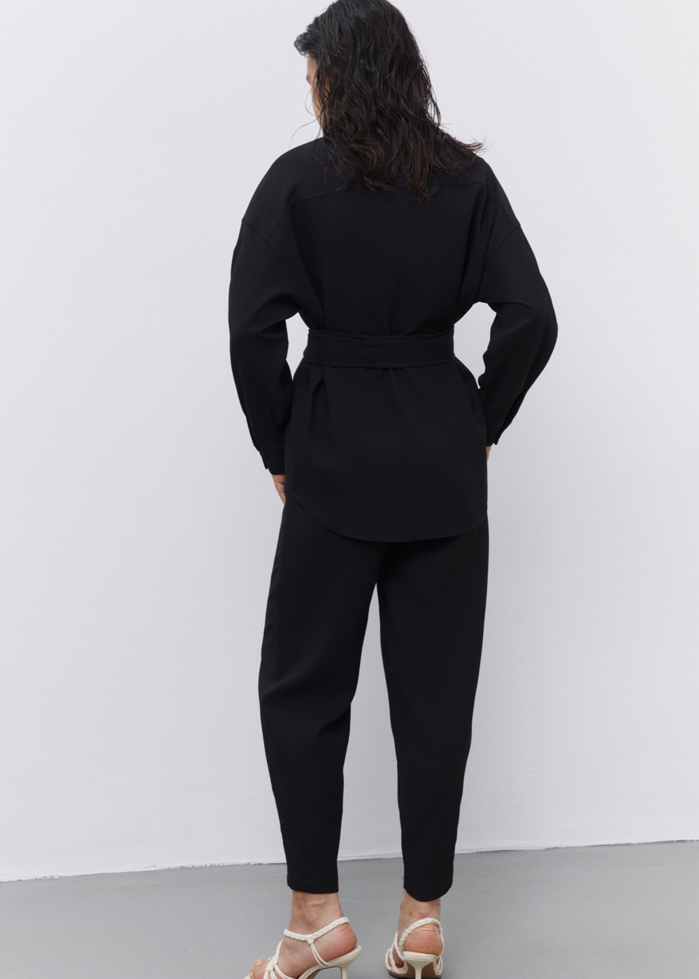 Belted Shirt - Textured Pants Belted Shirt - Textured Pants