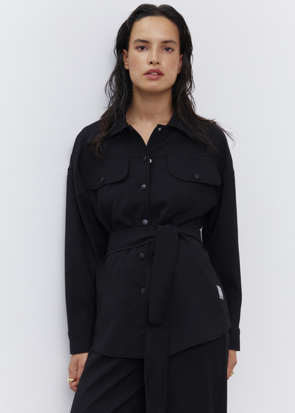 Belted Shirt - Textured Pants Belted Shirt - Textured Pants