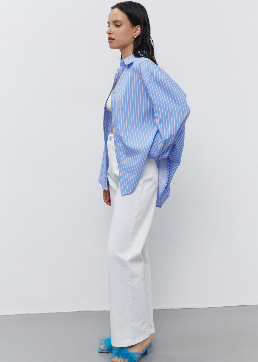 Çizgili Oversize Gömlek Çizgili Oversize Gömlek