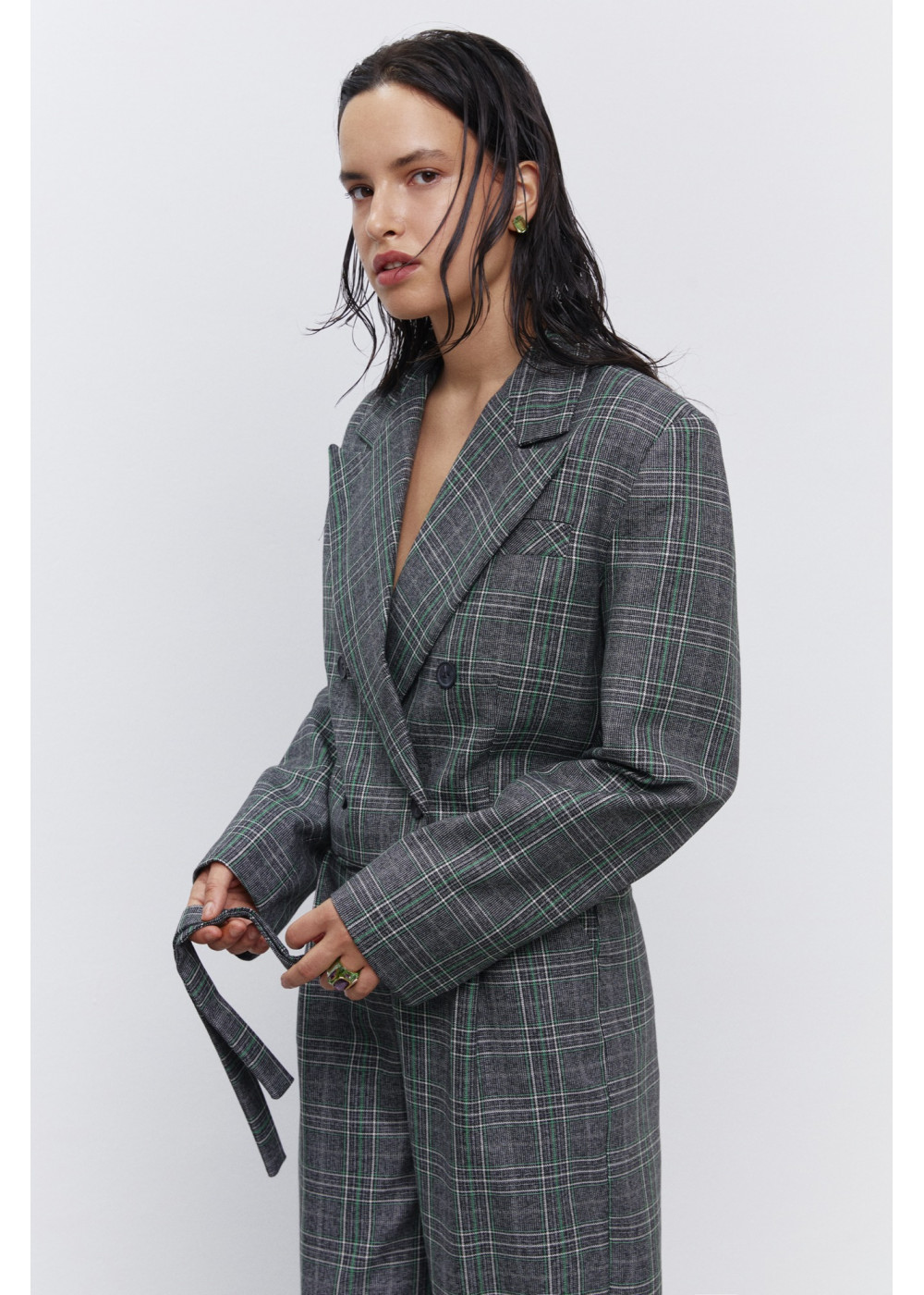 Plaid Crop Blazer - Plaid Palazzo Pants