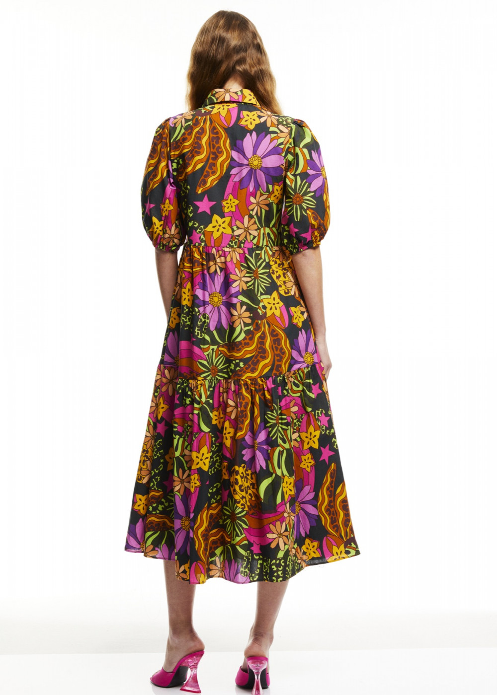 Patterned Midi Shirt Dress Patterned Midi Shirt Dress