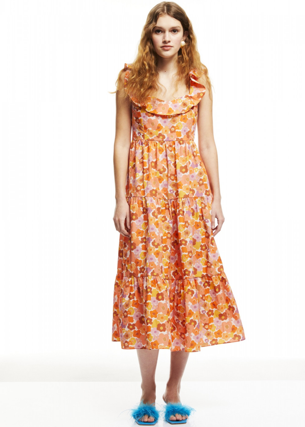 Frilly Detailed Midi Length Dress Frilly Detailed Midi Length Dress
