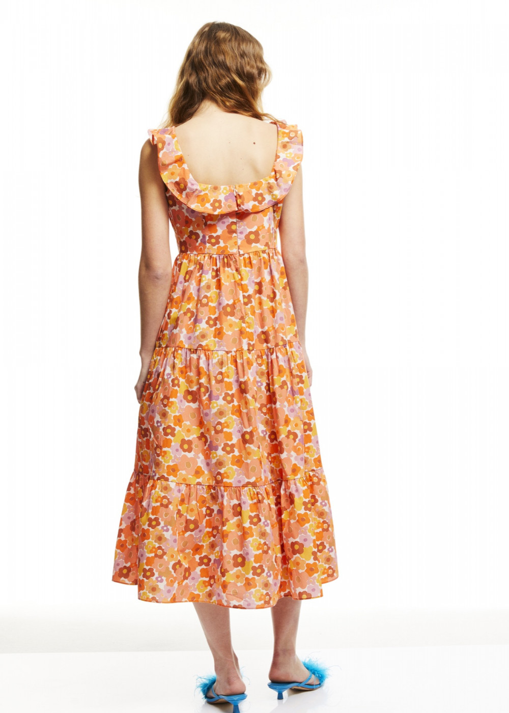 Frilly Detailed Midi Length Dress Frilly Detailed Midi Length Dress