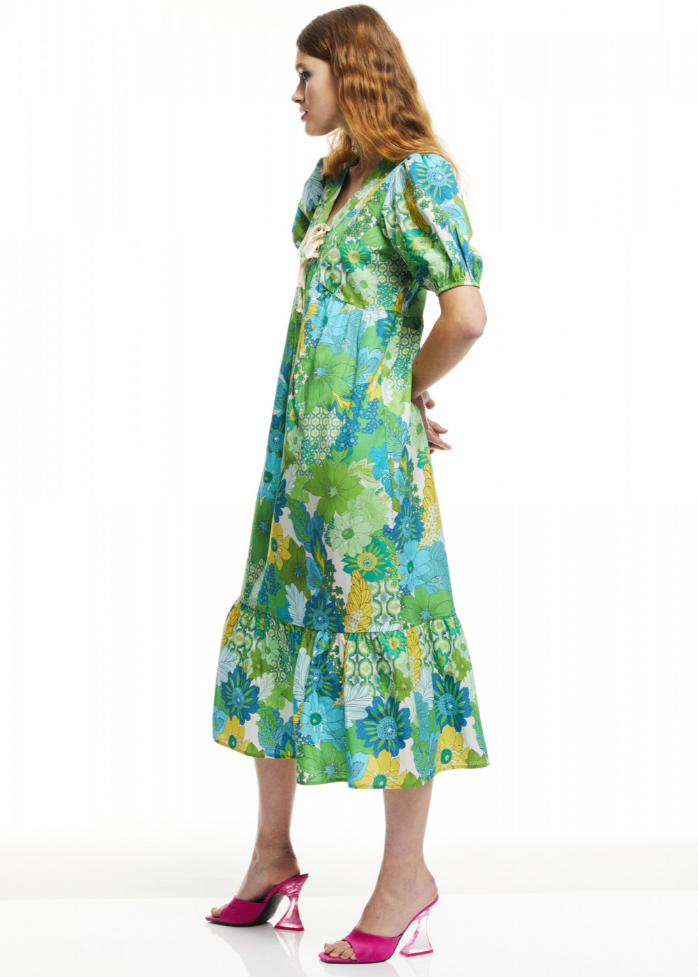Floral Pattern Midi Length Dress Floral Pattern Midi Length Dress