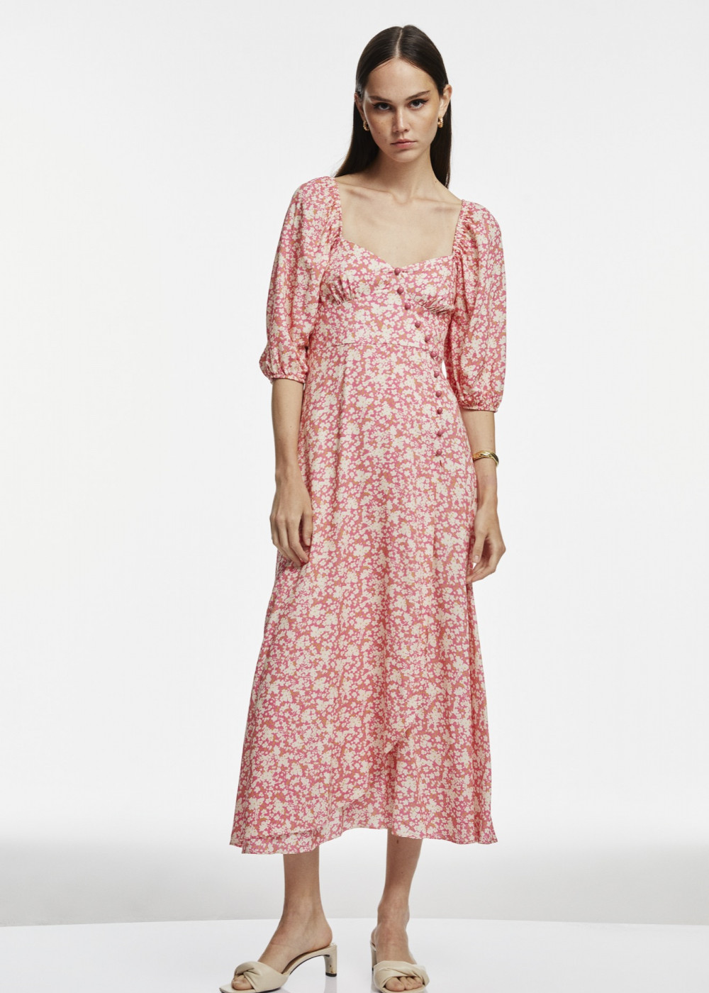 Floral Pattern Midi Lenght Dress