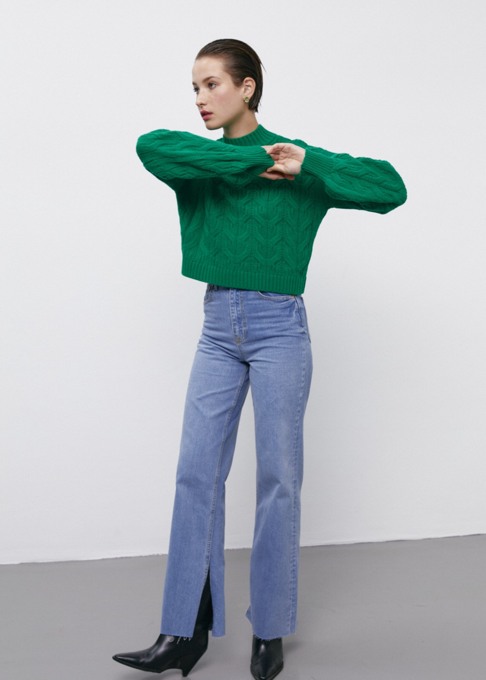 Braiding Design Knit Basic Sweater