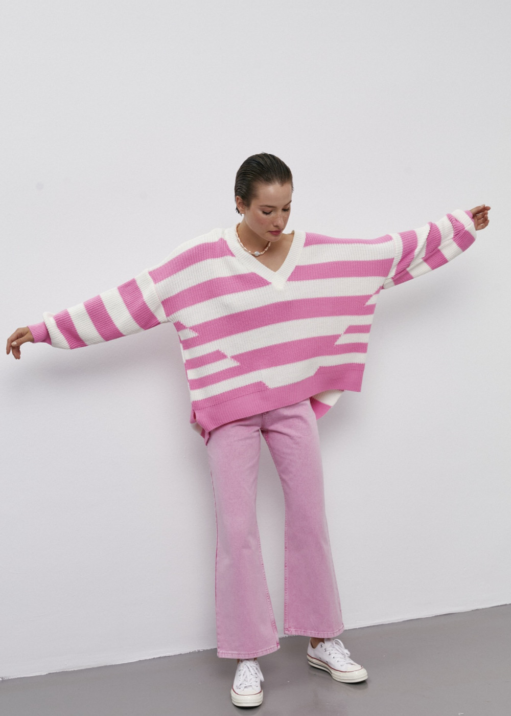 Çizgili Oversize Kazak Çizgili Oversize Kazak