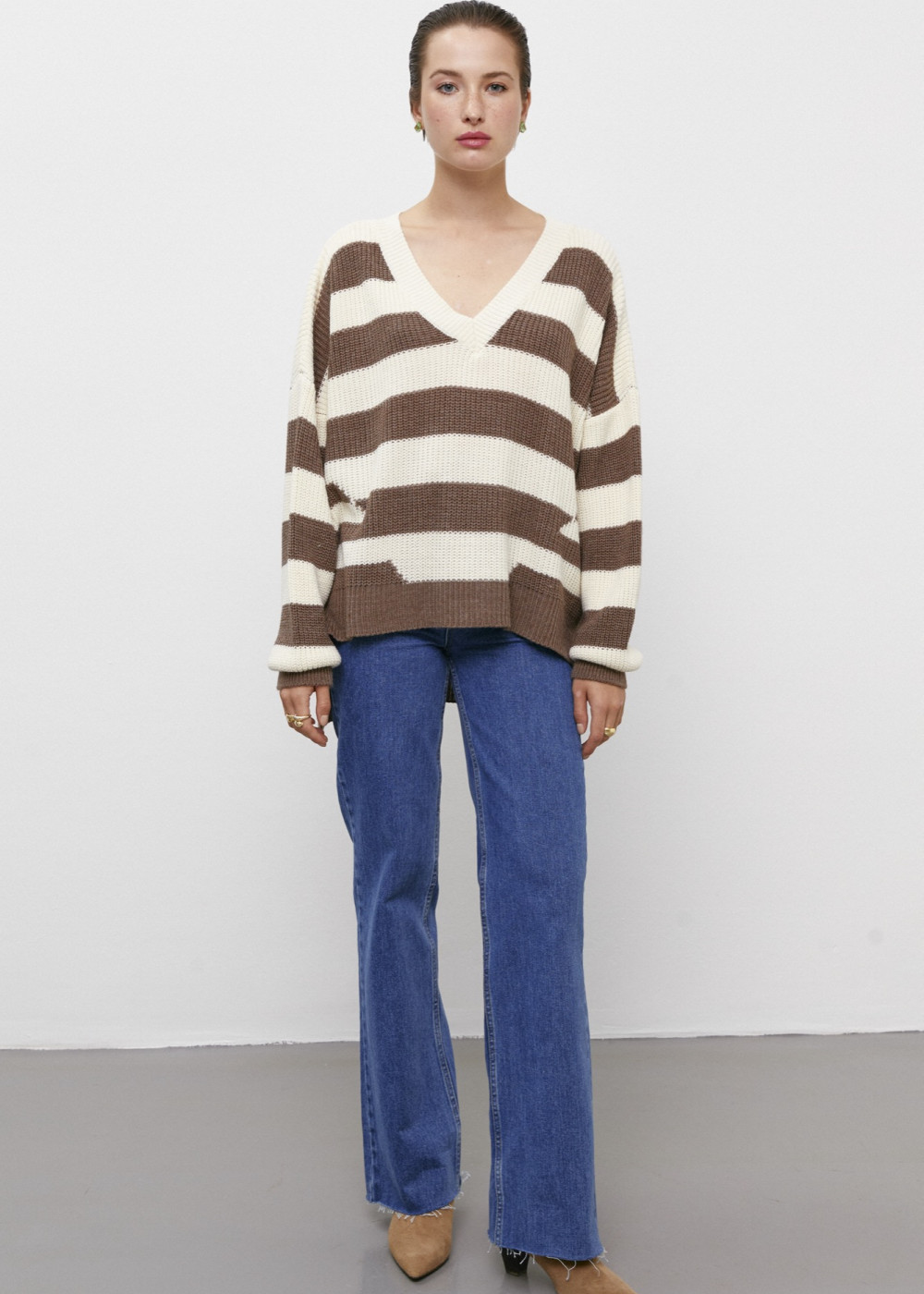 Çizgili Oversize Kazak Çizgili Oversize Kazak