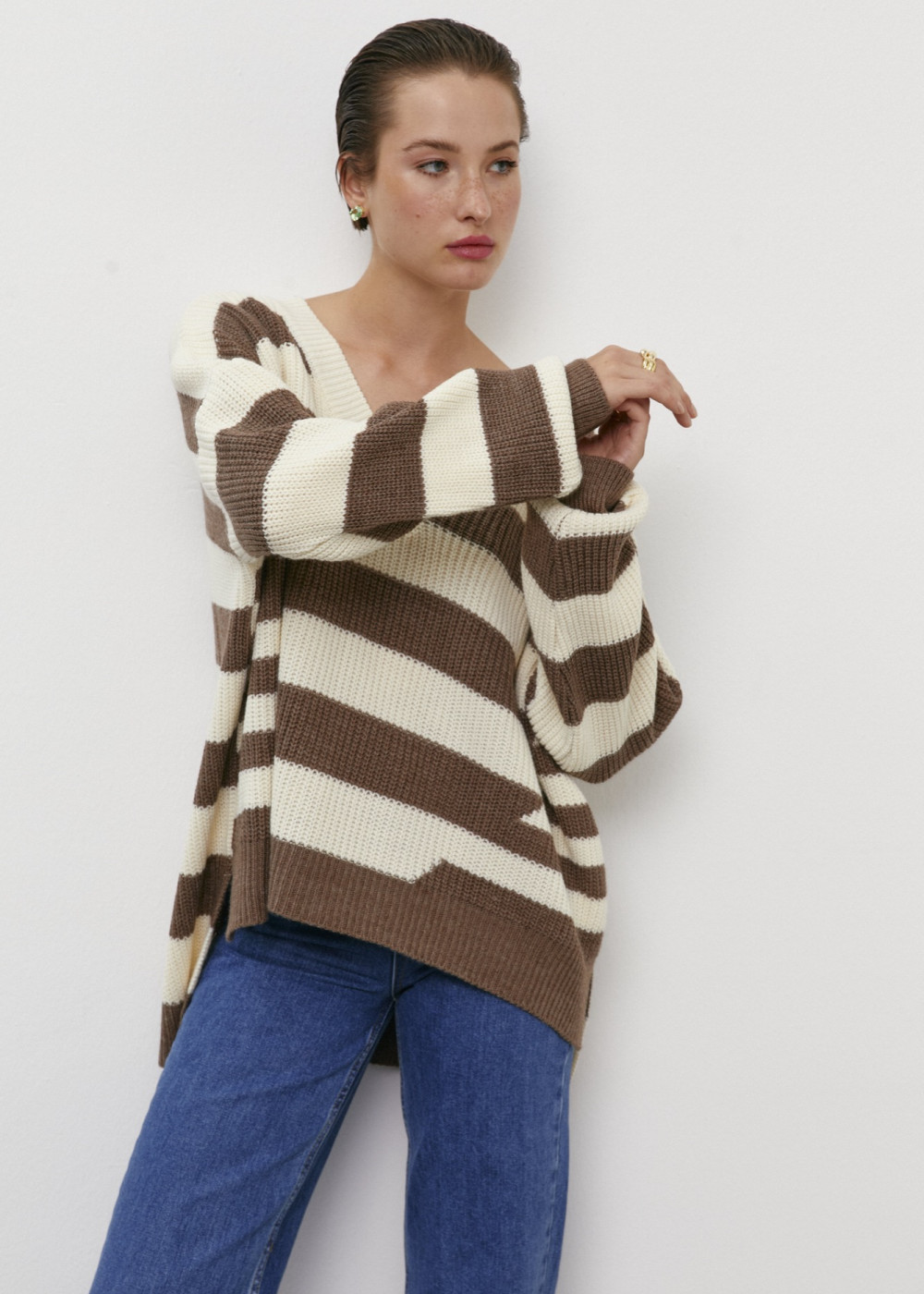 Çizgili Oversize Kazak Çizgili Oversize Kazak