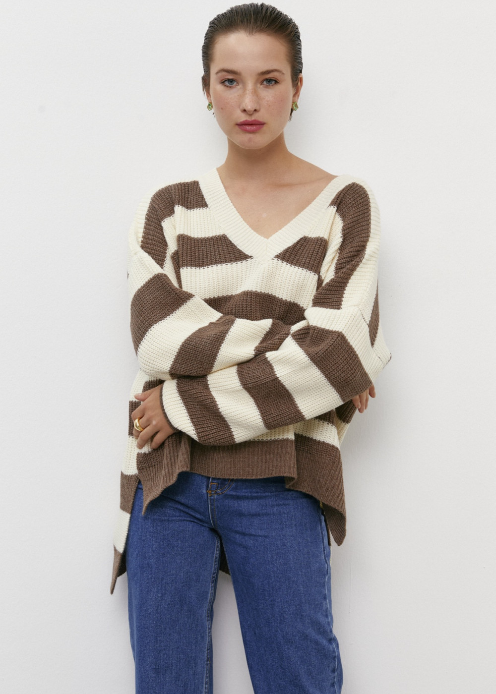 Çizgili Oversize Kazak Çizgili Oversize Kazak