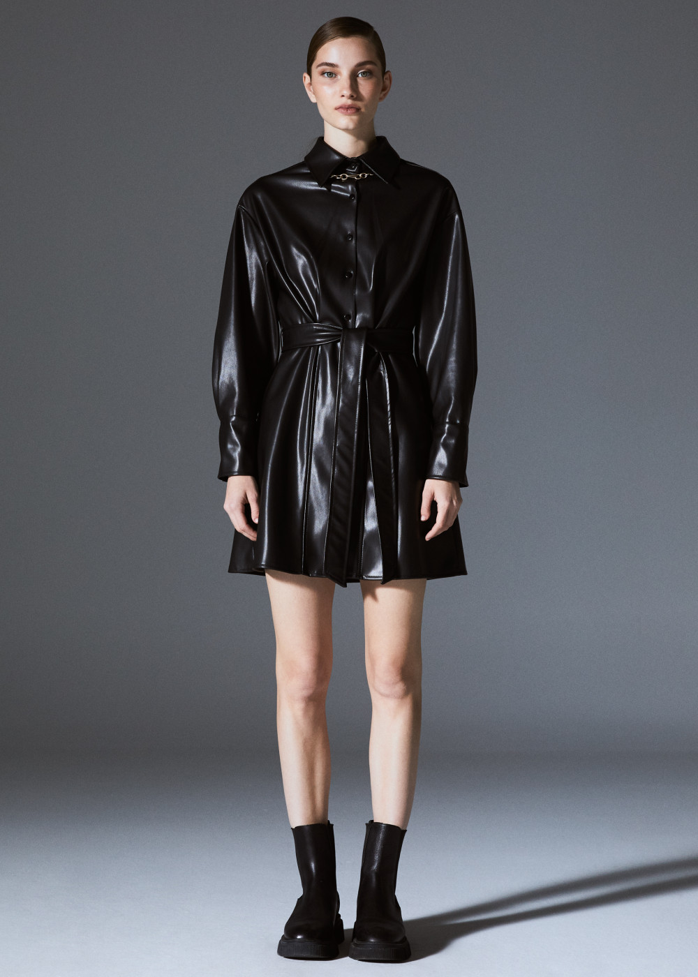 Leather Belted Shirt Jacket Leather Belted Shirt Jacket