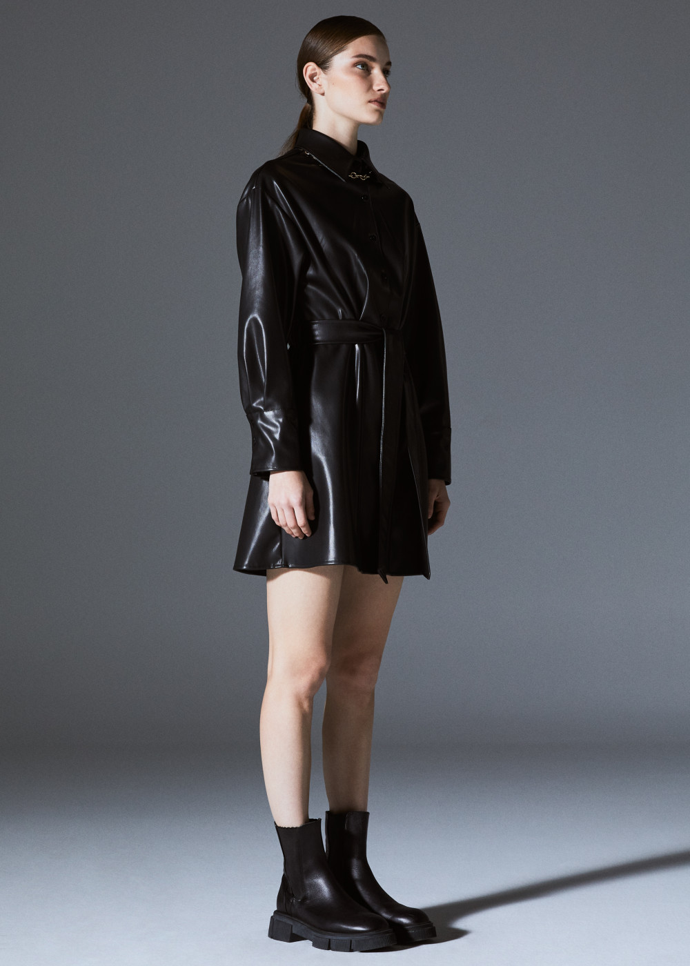 Leather Belted Shirt Jacket Leather Belted Shirt Jacket