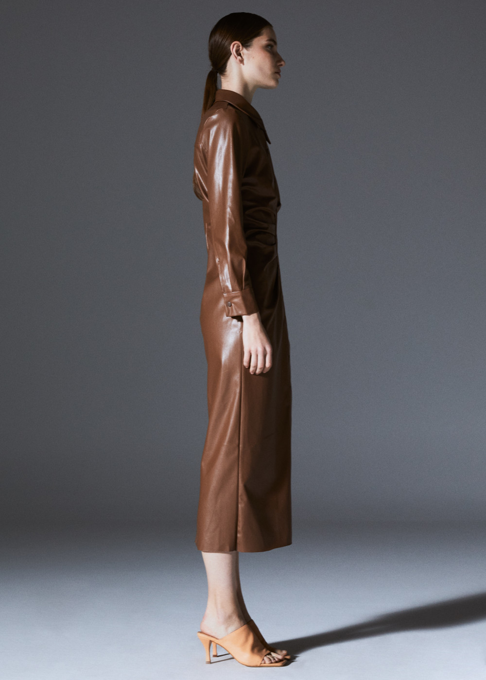 Leather Drapel Shirt Dress Leather Drapel Shirt Dress
