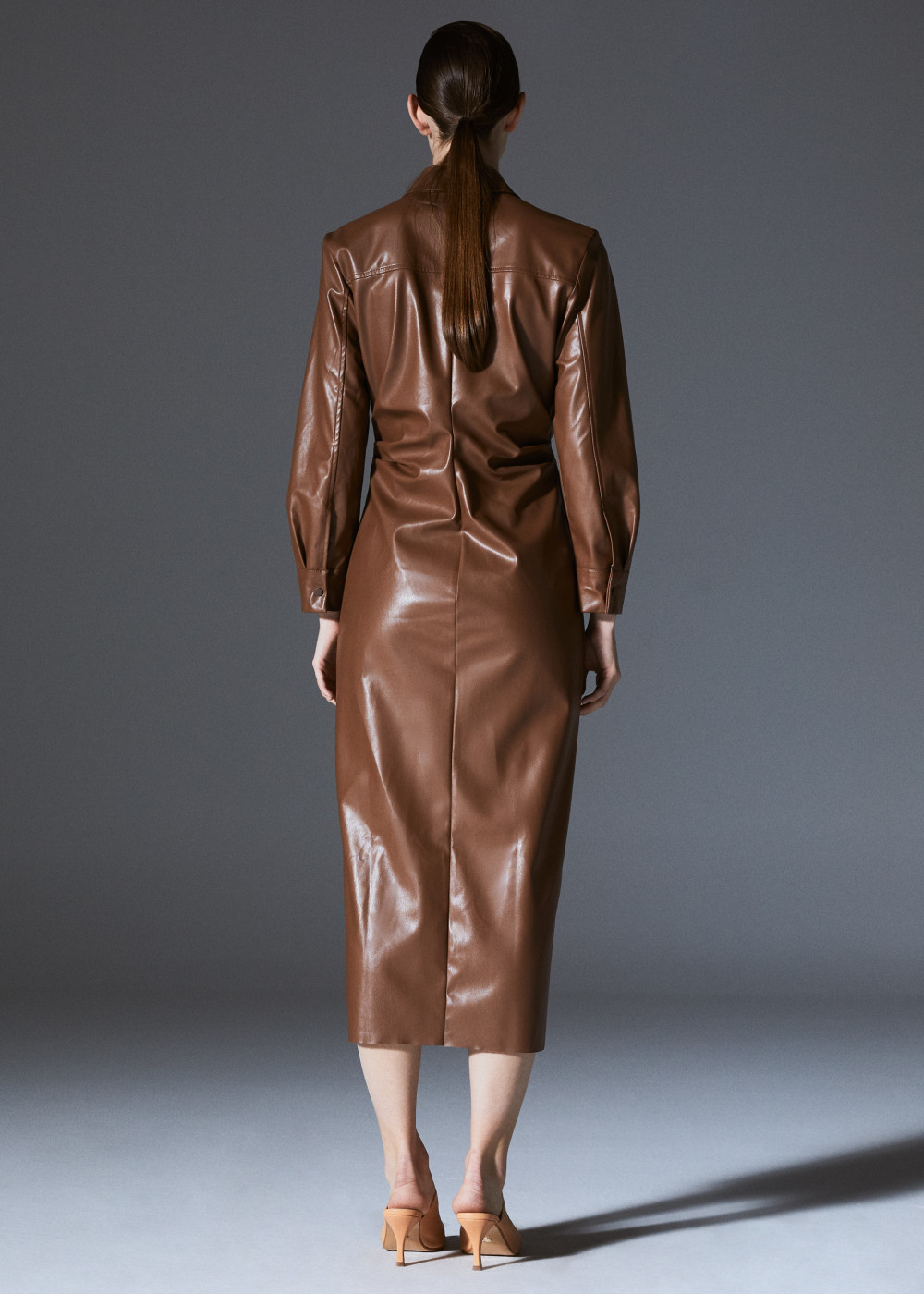 Leather Drapel Shirt Dress Leather Drapel Shirt Dress