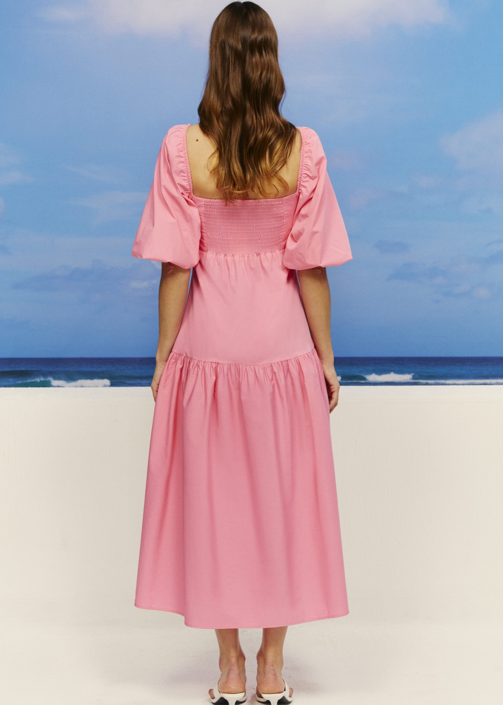 Balloon Sleeve Midi Length Dress Balloon Sleeve Midi Length Dress