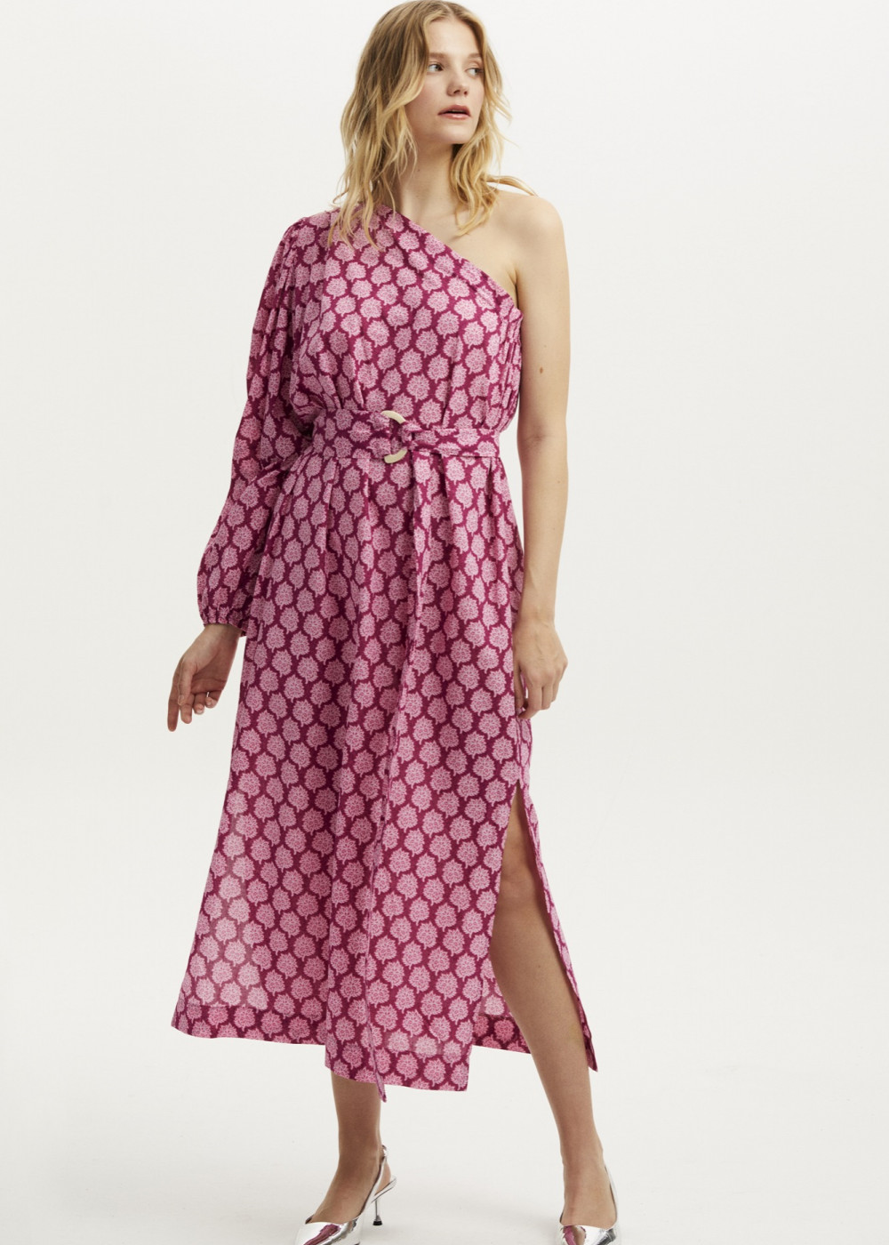 Single Sleeve Floral Pattern Dress Single Sleeve Floral Pattern Dress