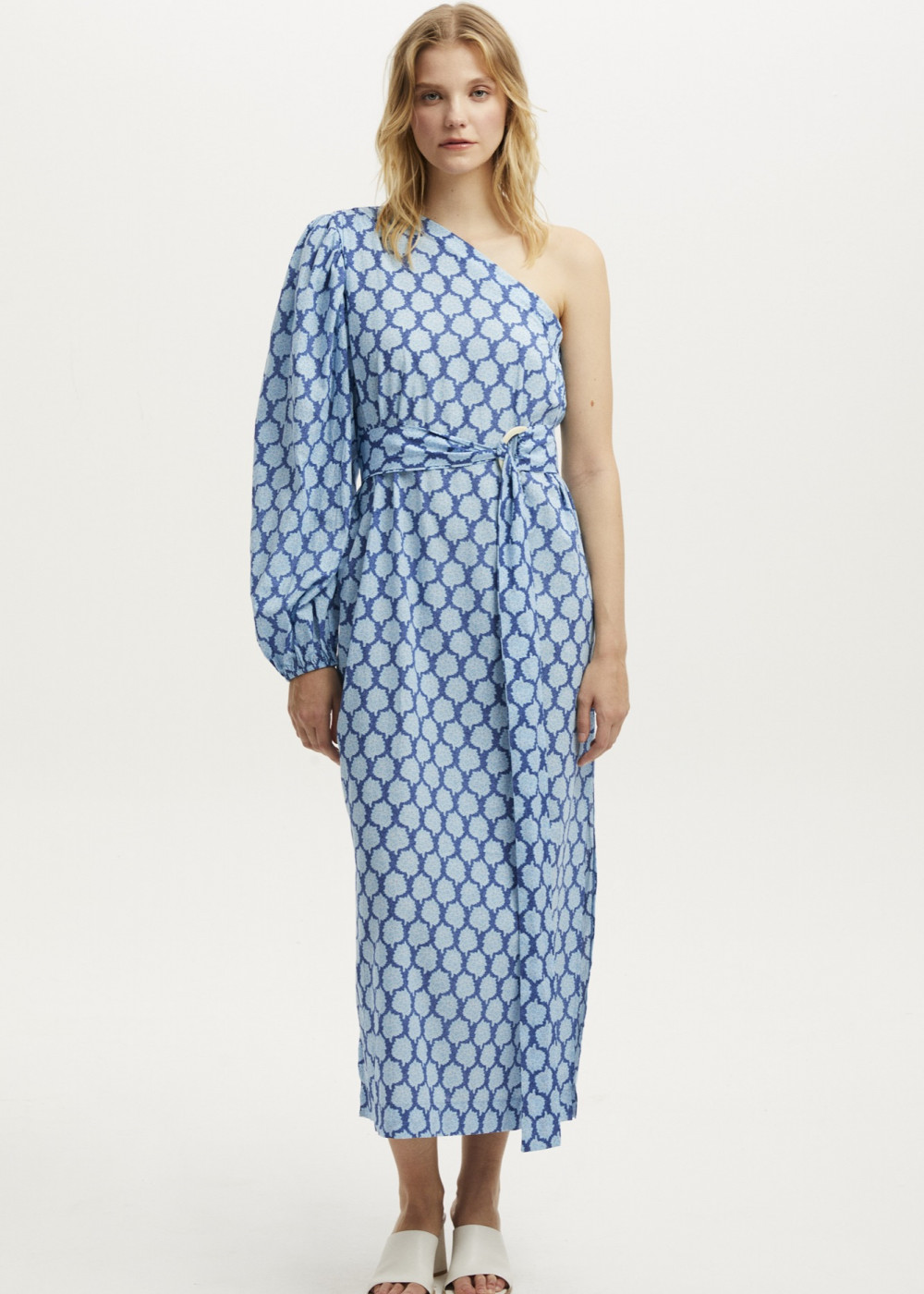 Single Sleeve Floral Pattern Dress Single Sleeve Floral Pattern Dress