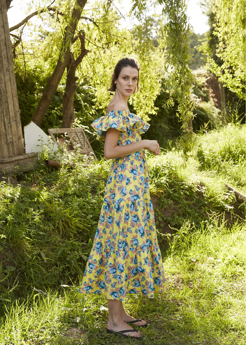 Patterned Madonna Neckline Dress Patterned Madonna Neckline Dress