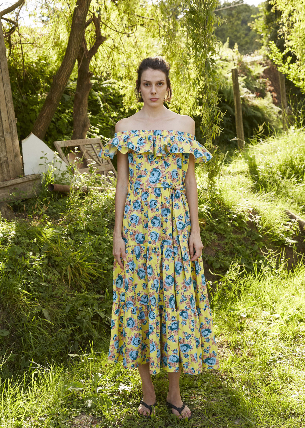 Patterned Madonna Neckline Dress Patterned Madonna Neckline Dress