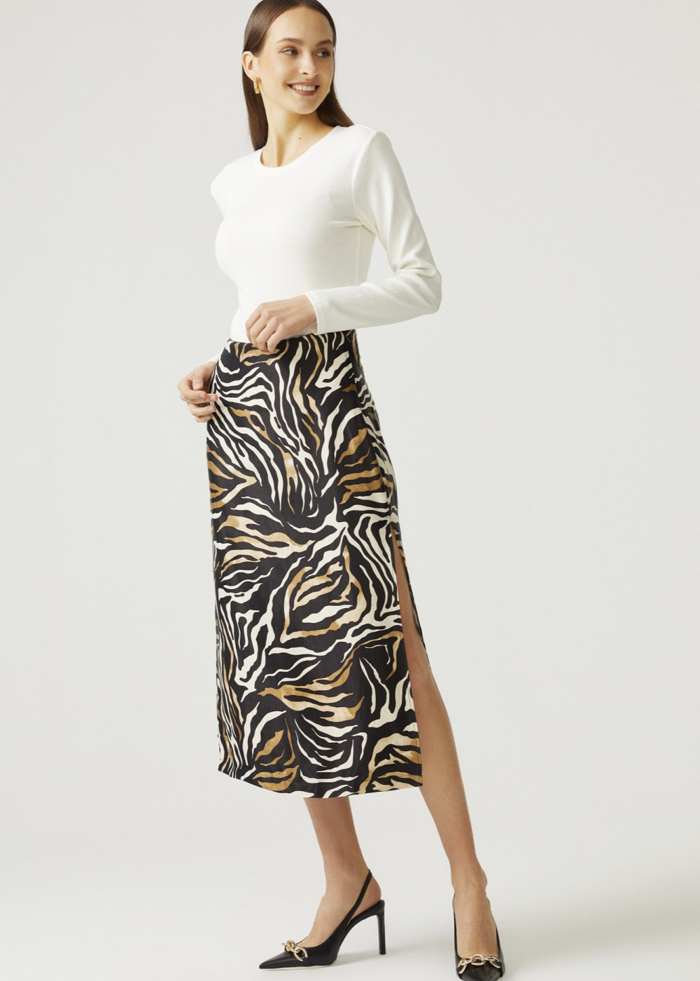 Patterned Midi Skirt