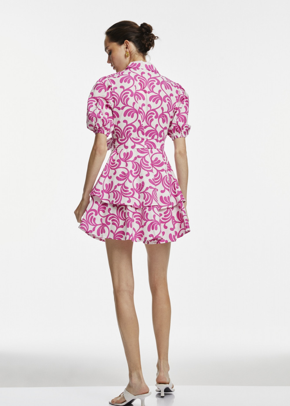 Patterned Mini Length Shirt Dress Patterned Mini Length Shirt Dress