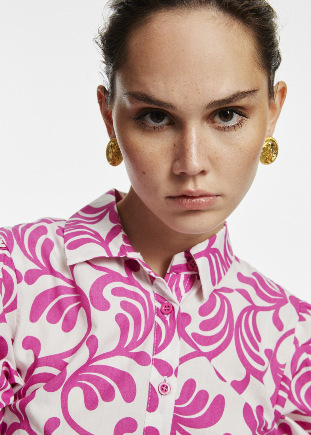 Patterned Mini Length Shirt Dress Patterned Mini Length Shirt Dress