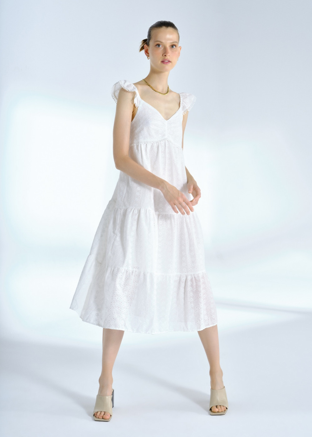Midi Length Embroidery Dress Midi Length Embroidery Dress