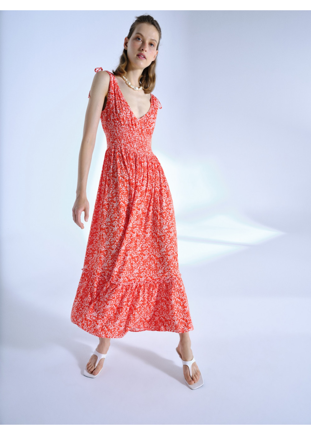 Floral Patterned Midi Length Dress