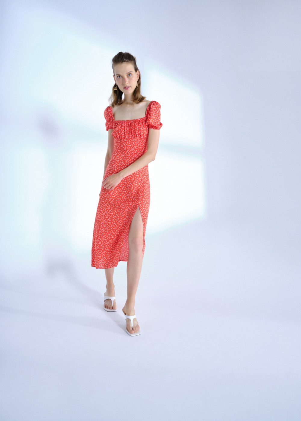 Floral Patterned Ruffle Detailed Dress Floral Patterned Ruffle Detailed Dress