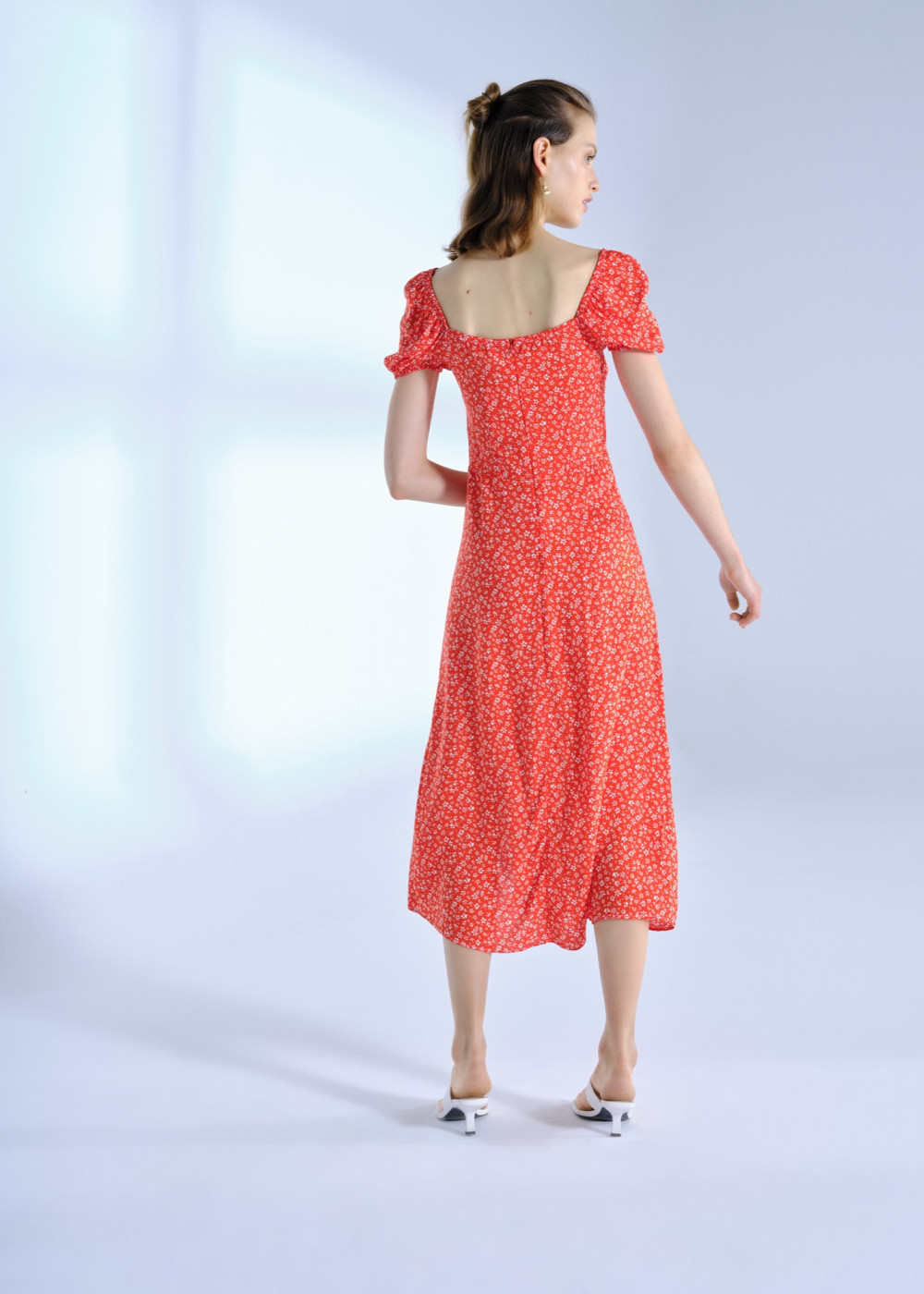Floral Patterned Ruffle Detailed Dress Floral Patterned Ruffle Detailed Dress