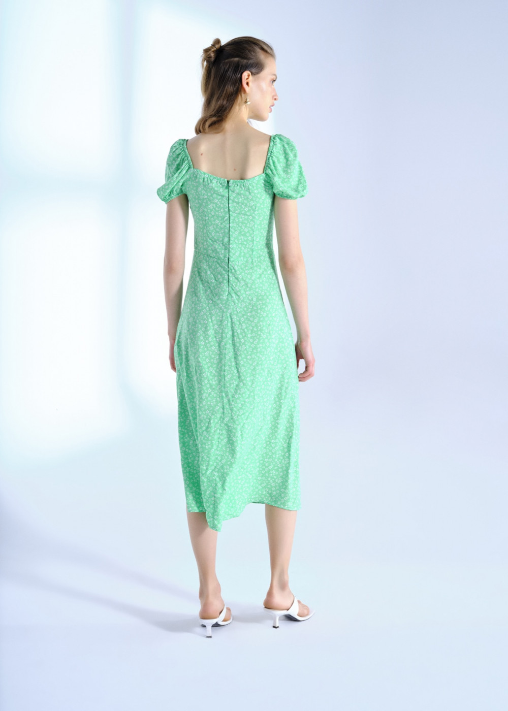 Floral Patterned Ruffle Detailed Dress Floral Patterned Ruffle Detailed Dress