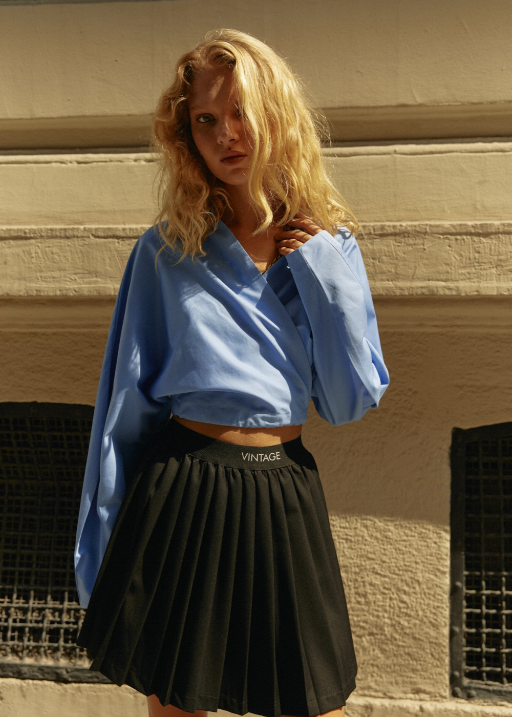Crop Shirt With Lining Detail Crop Shirt With Lining Detail