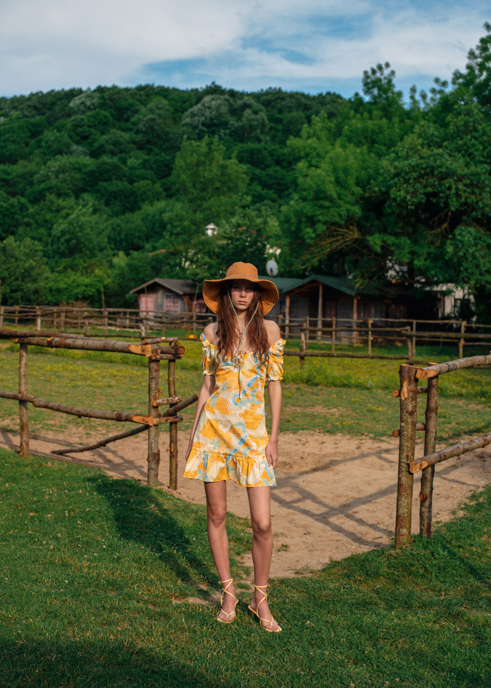 Balloon Sleeve Patterned Mini Dress Balloon Sleeve Patterned Mini Dress