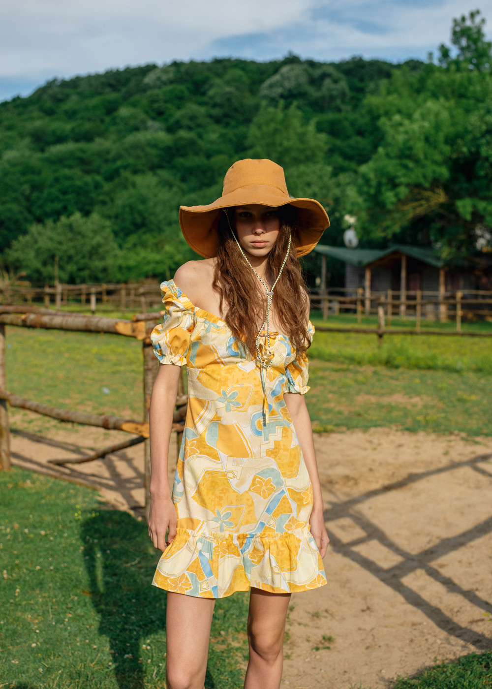 Balloon Sleeve Patterned Mini Dress Balloon Sleeve Patterned Mini Dress