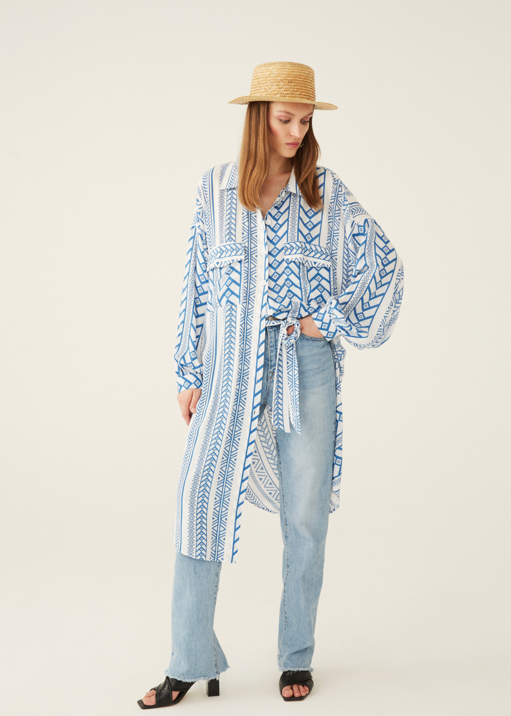 Ethnic Pattern Shirt Dress Ethnic Pattern Shirt Dress