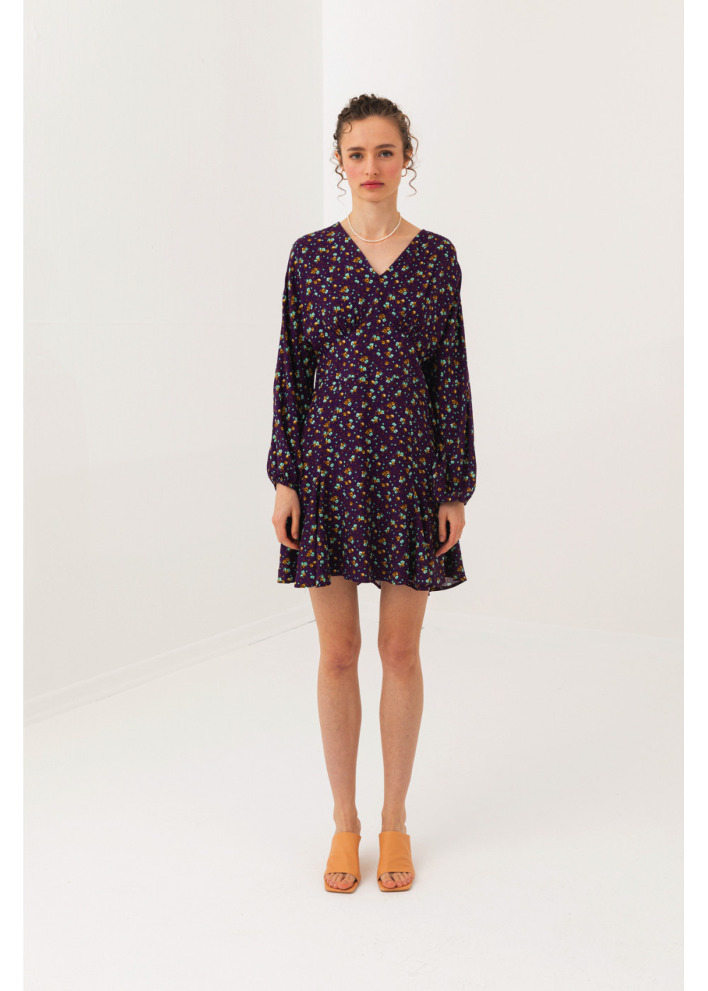 Elastic Detailed Patterned Dress