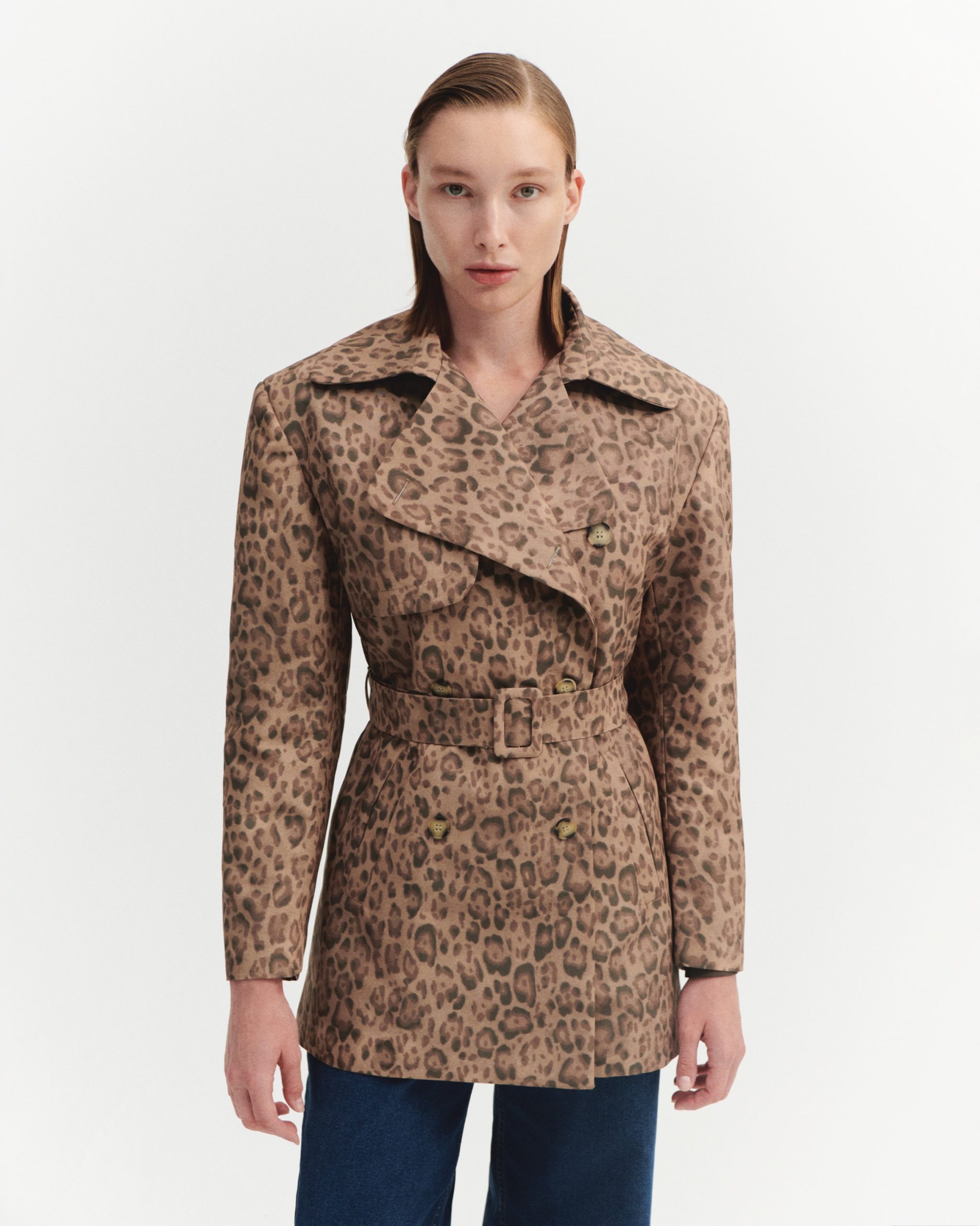 LEOPAR DESENLİ TRENÇKOT